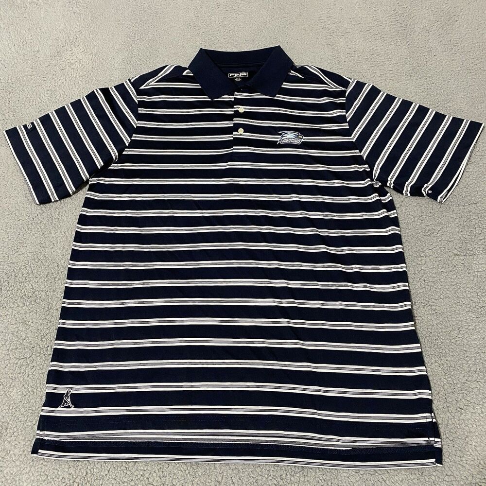 Georgia Southern Eagles Polo Shirt Ping Mens Large Blue Striped Performance Golf